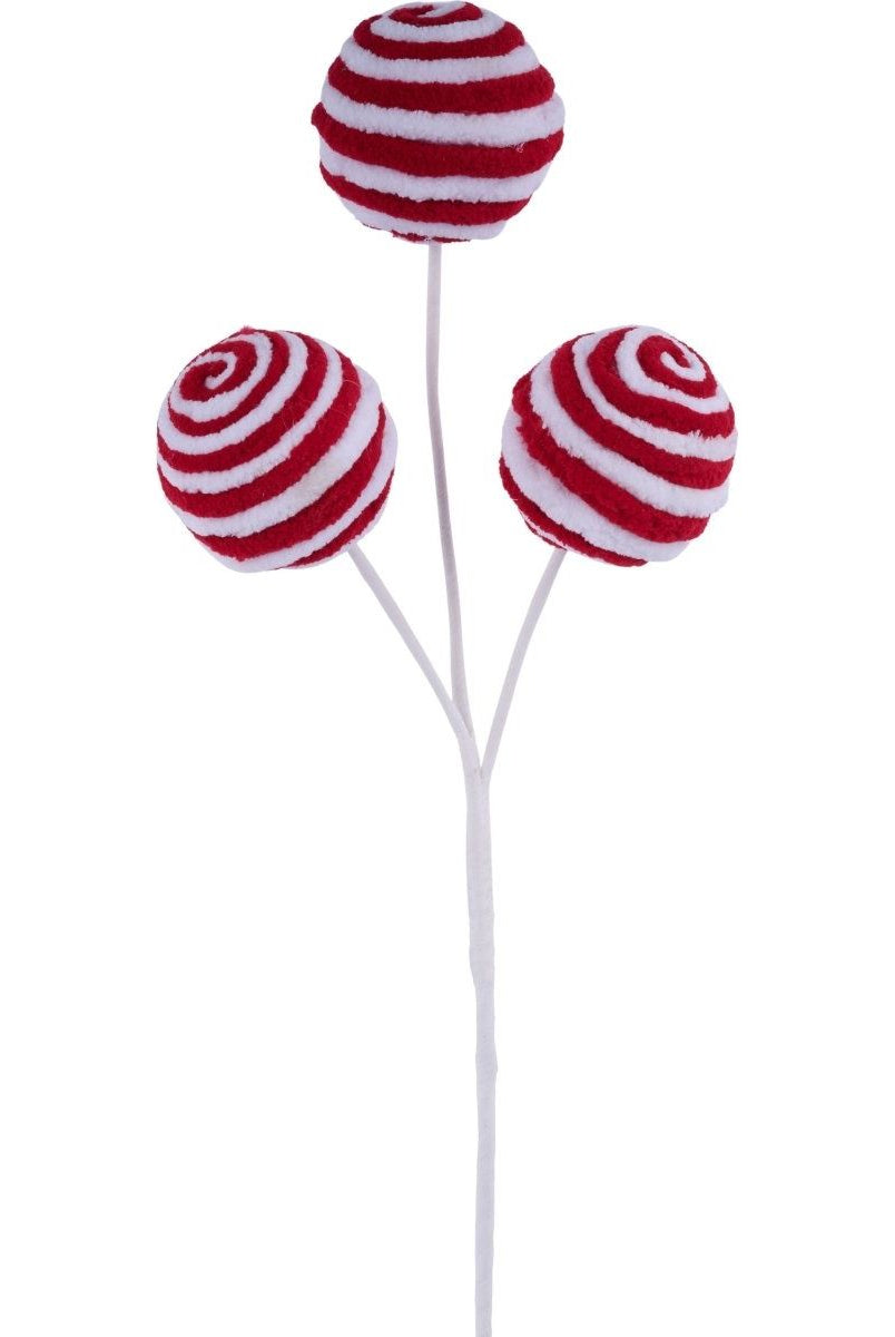 Shop For 18" Chenille Striped Ball Pick: Red