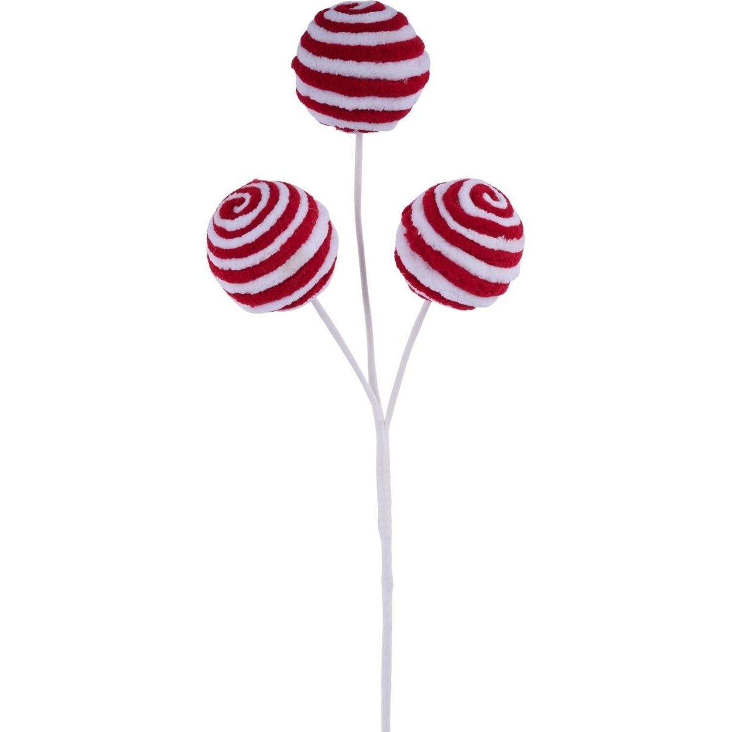 Shop For 18" Chenille Striped Ball Pick: Red