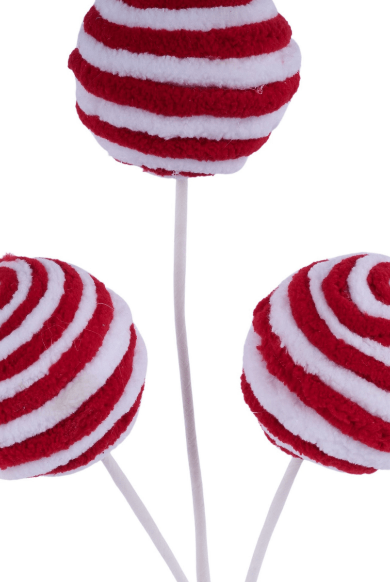 Shop For 18" Chenille Striped Ball Pick: Red