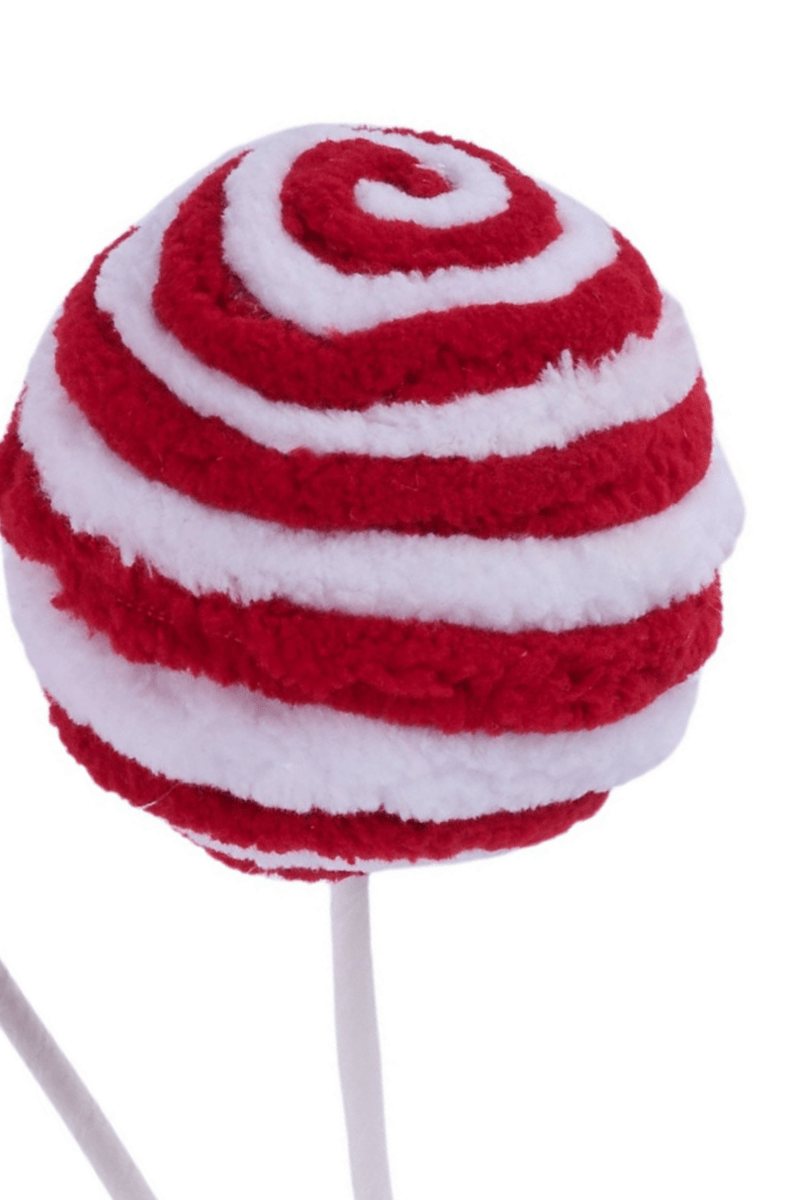 Shop For 18" Chenille Striped Ball Pick: Red