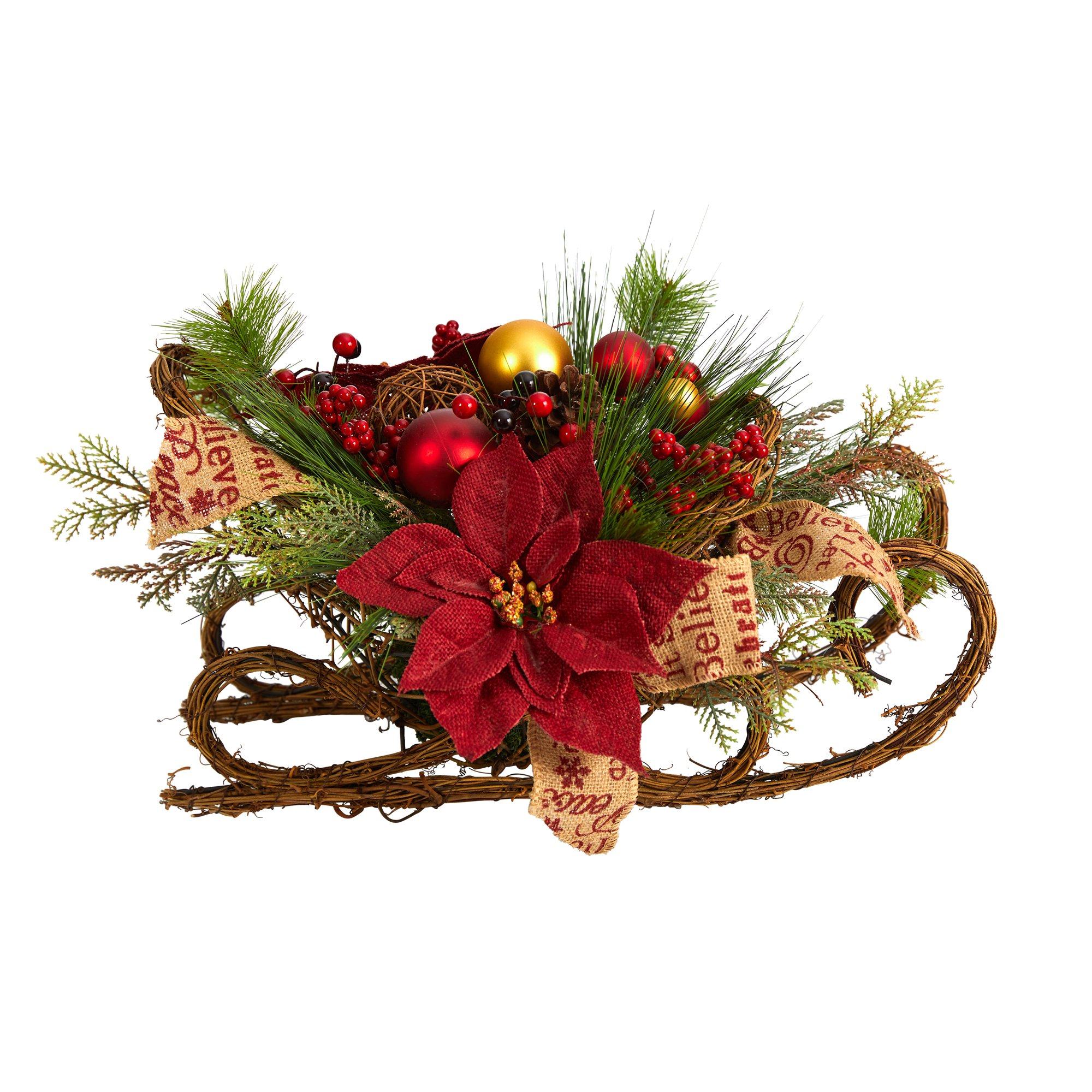 Shop For 18” Christmas Sleigh with Poinsettia