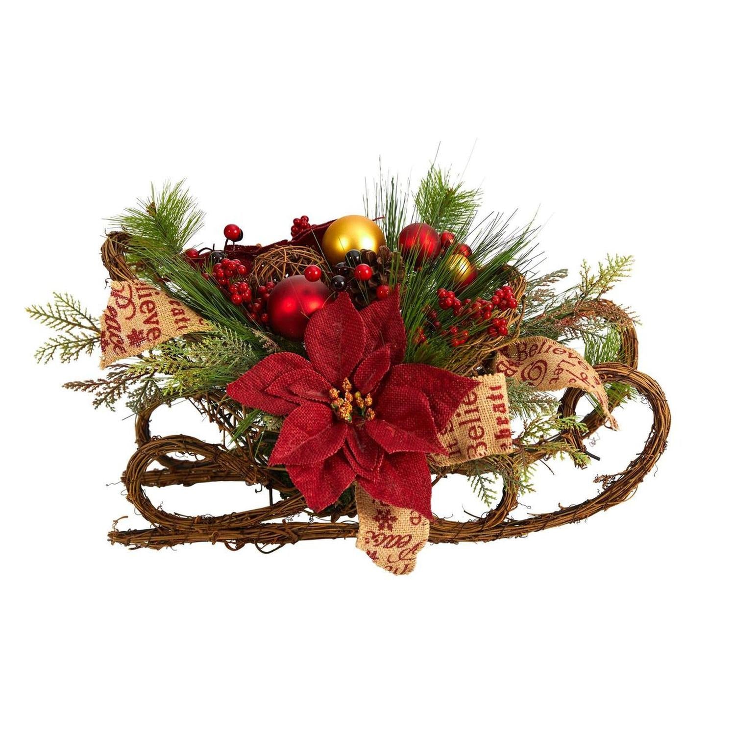Shop For 18” Christmas Sleigh with Poinsettia