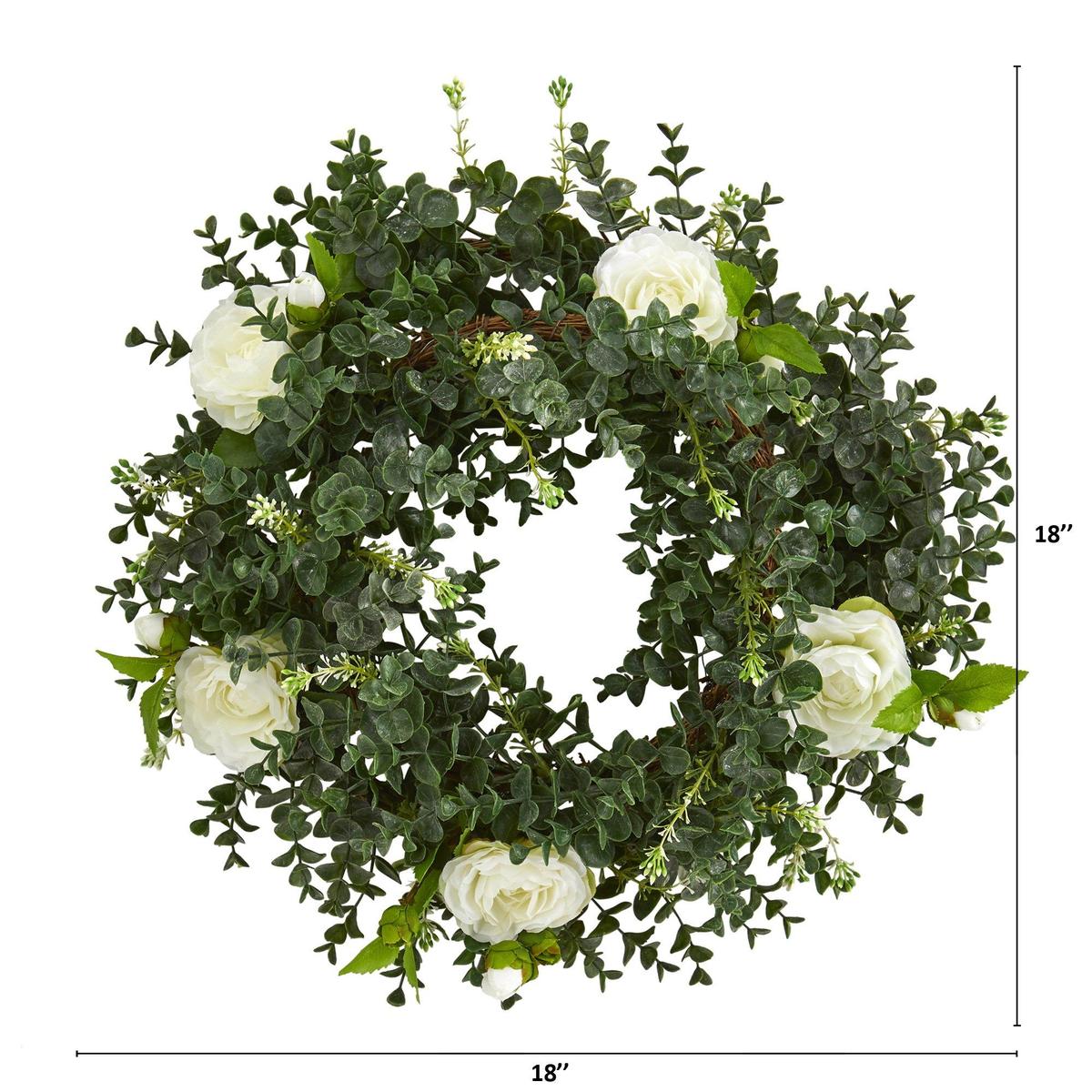 Shop For 18” Eucalyptus and Camellia Wreath with Twig Base