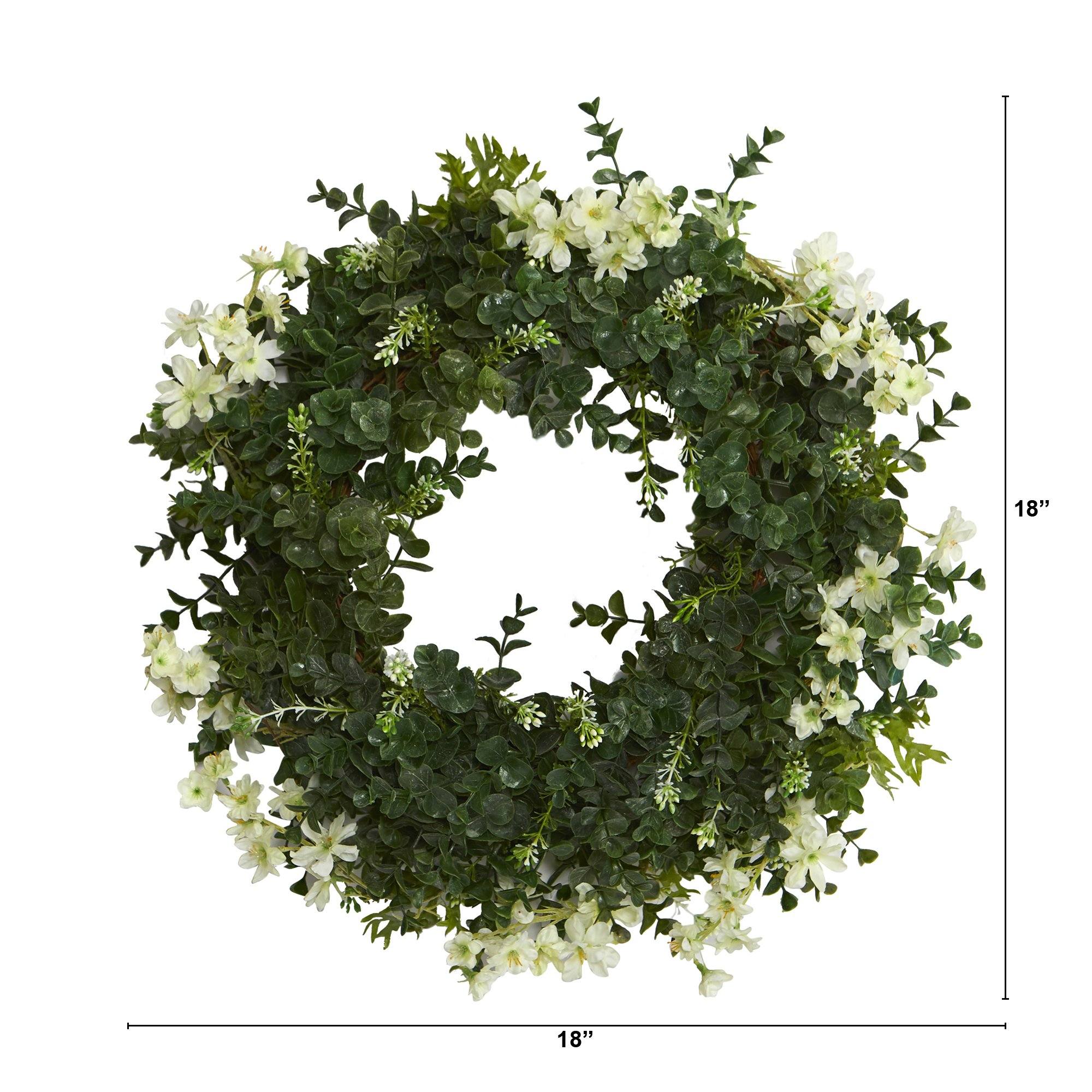 Shop For 18” Eucalyptus and Dancing Daisy Artificial Wreath