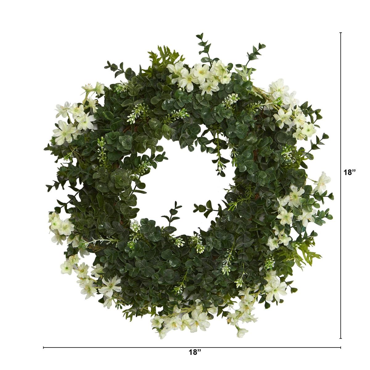 Shop For 18” Eucalyptus and Dancing Daisy Artificial Wreath