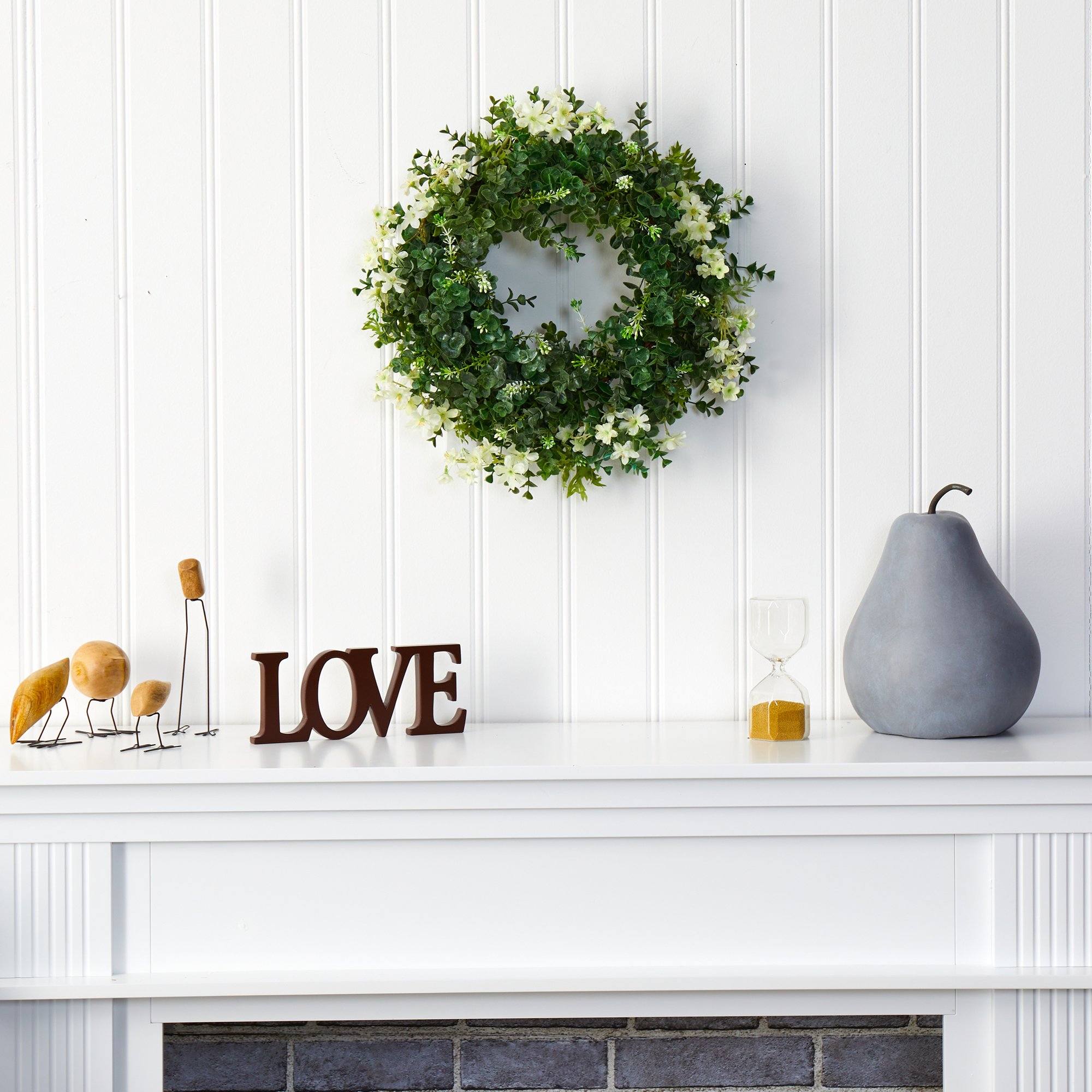 Shop For 18” Eucalyptus and Dancing Daisy Artificial Wreath