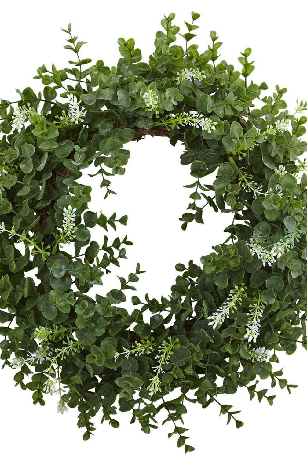 18” Eucalyptus Double Ring Wreath w/Twig Base