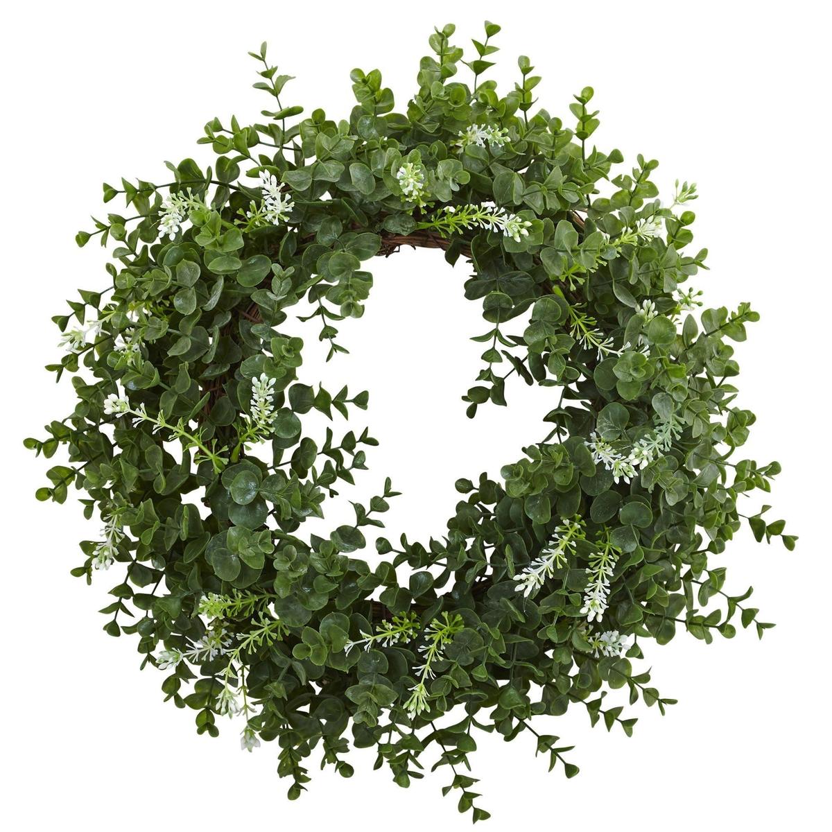Shop For 18” Eucalyptus Double Ring Wreath w/Twig Base