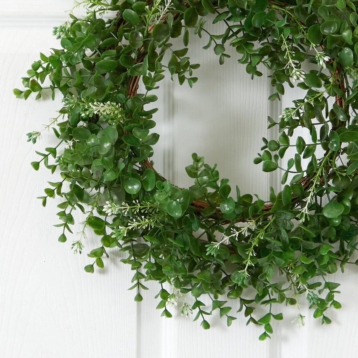 Shop For 18” Eucalyptus Double Ring Wreath w/Twig Base
