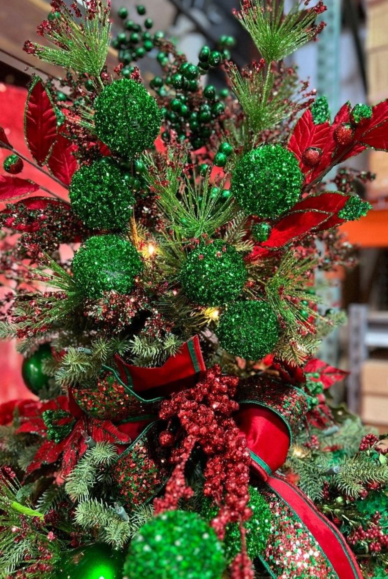 Shop For 18" Green Tinsel Ball Pick