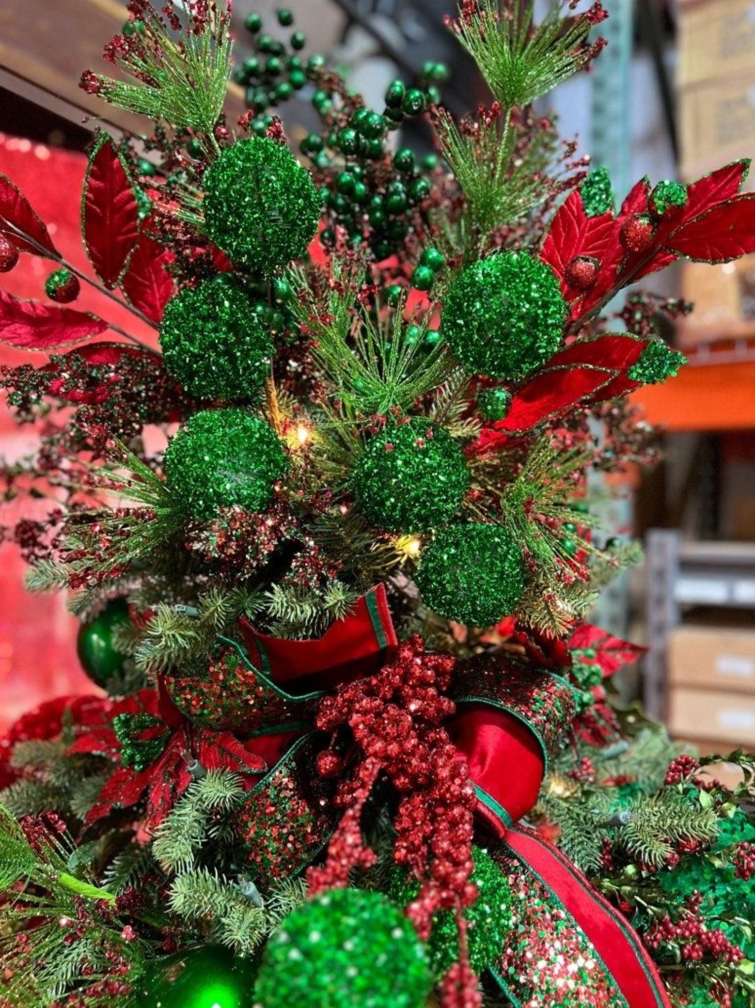 Shop For 18" Green Tinsel Ball Pick