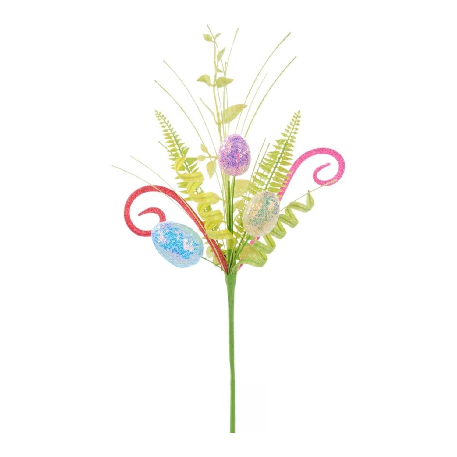 Shop For 18" Iridescent Egg, Fern, Leaf, Coil, Grass Pick