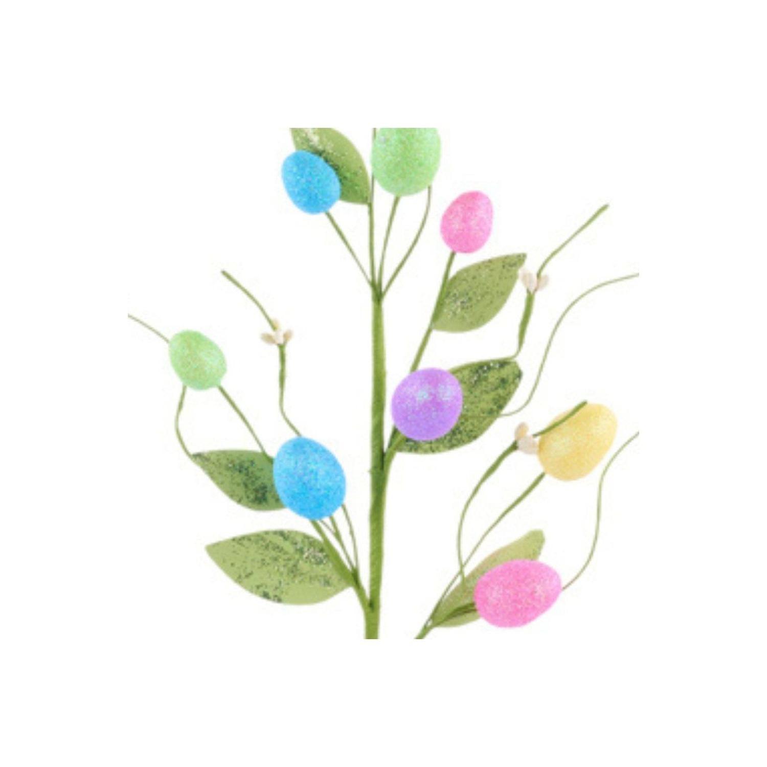 Shop For 18" Iridescent Glitter Egg and Pip Leaf Spray