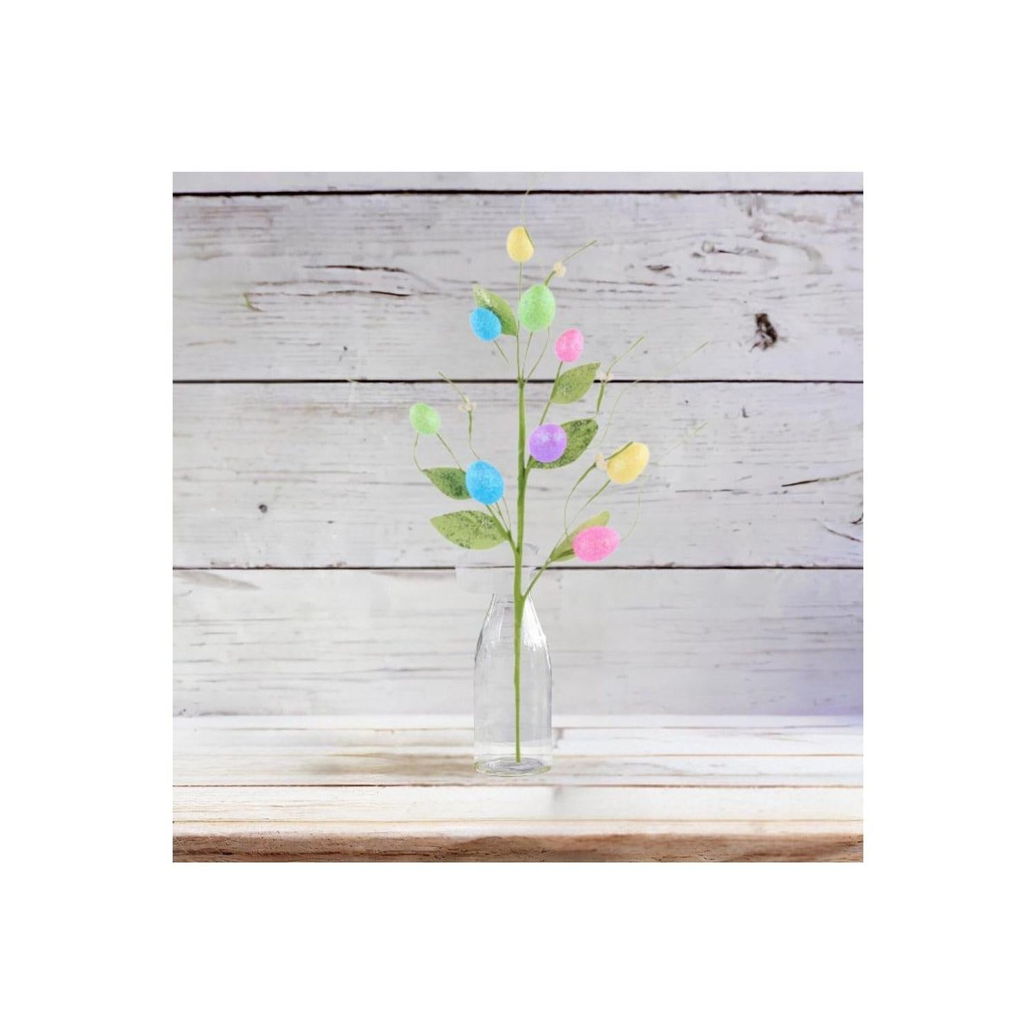 Shop For 18" Iridescent Glitter Egg and Pip Leaf Spray