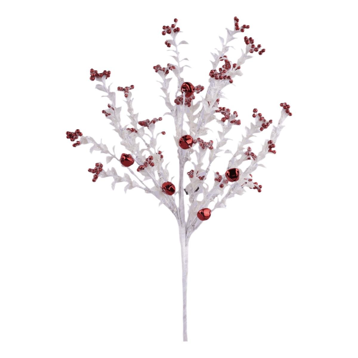 Shop For 18" Jingle Bell Berry Leaf Spray: White/Red