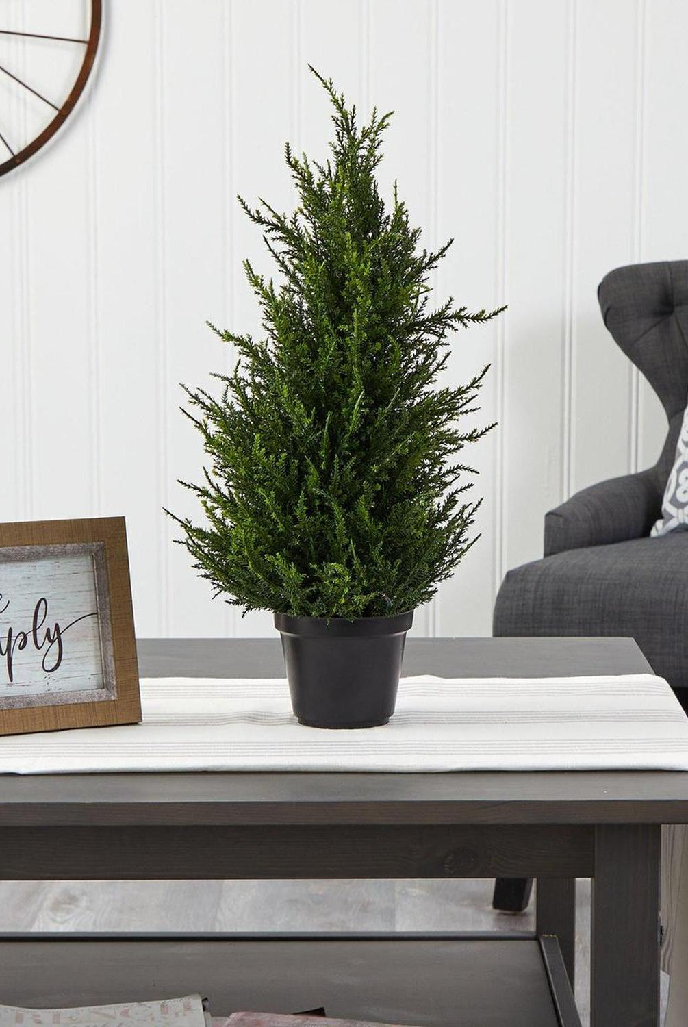 18” Cedar Artificial Tree with LED Lights UV Resistant (Indoor/Outdoor)