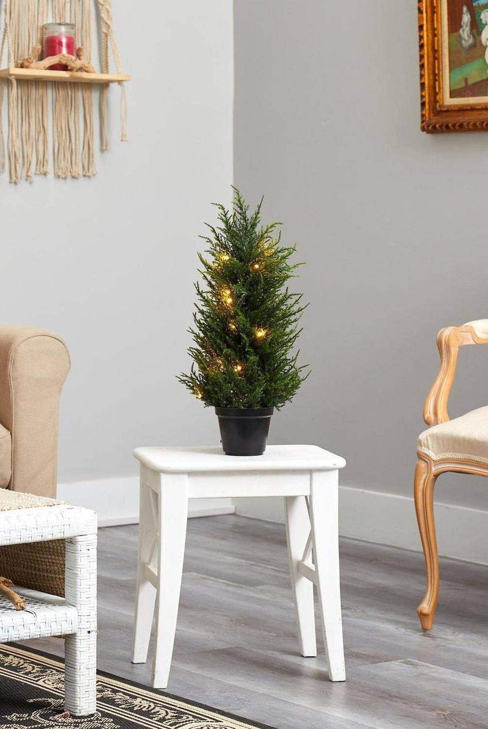 18” Cedar Artificial Tree with LED Lights UV Resistant (Indoor/Outdoor)