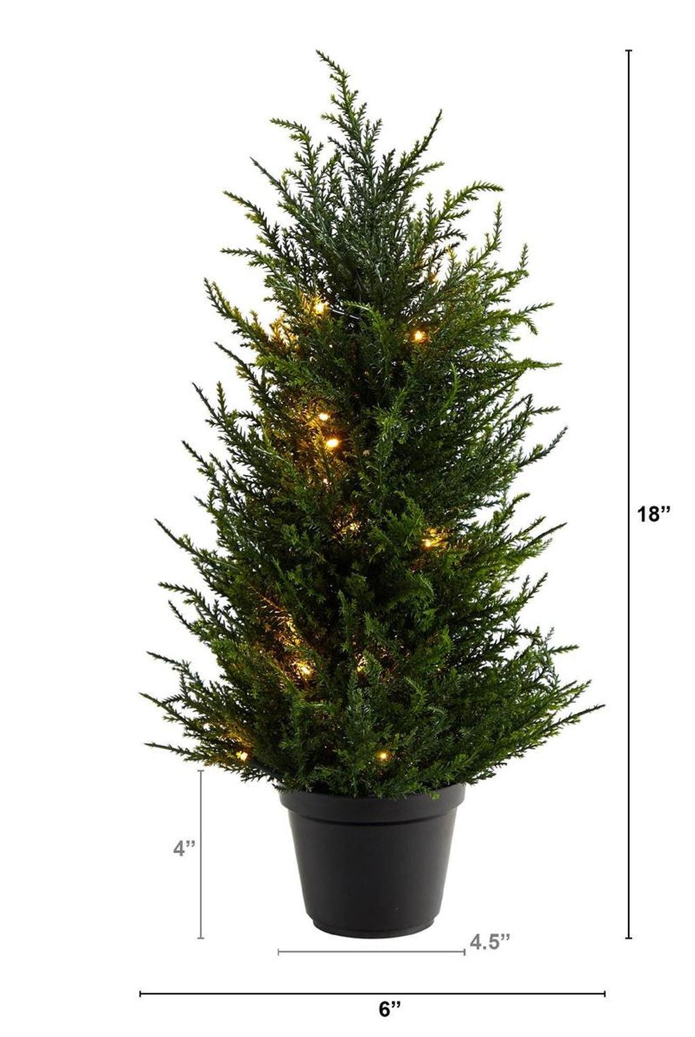 18” Cedar Artificial Tree with LED Lights UV Resistant (Indoor/Outdoor)