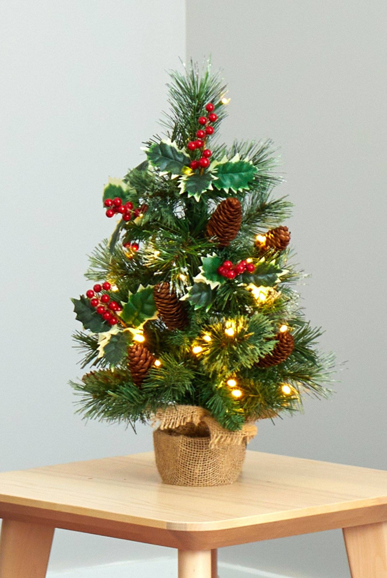 Shop For 18” Mixed Pine Holly Berries Artificial Christmas Tree