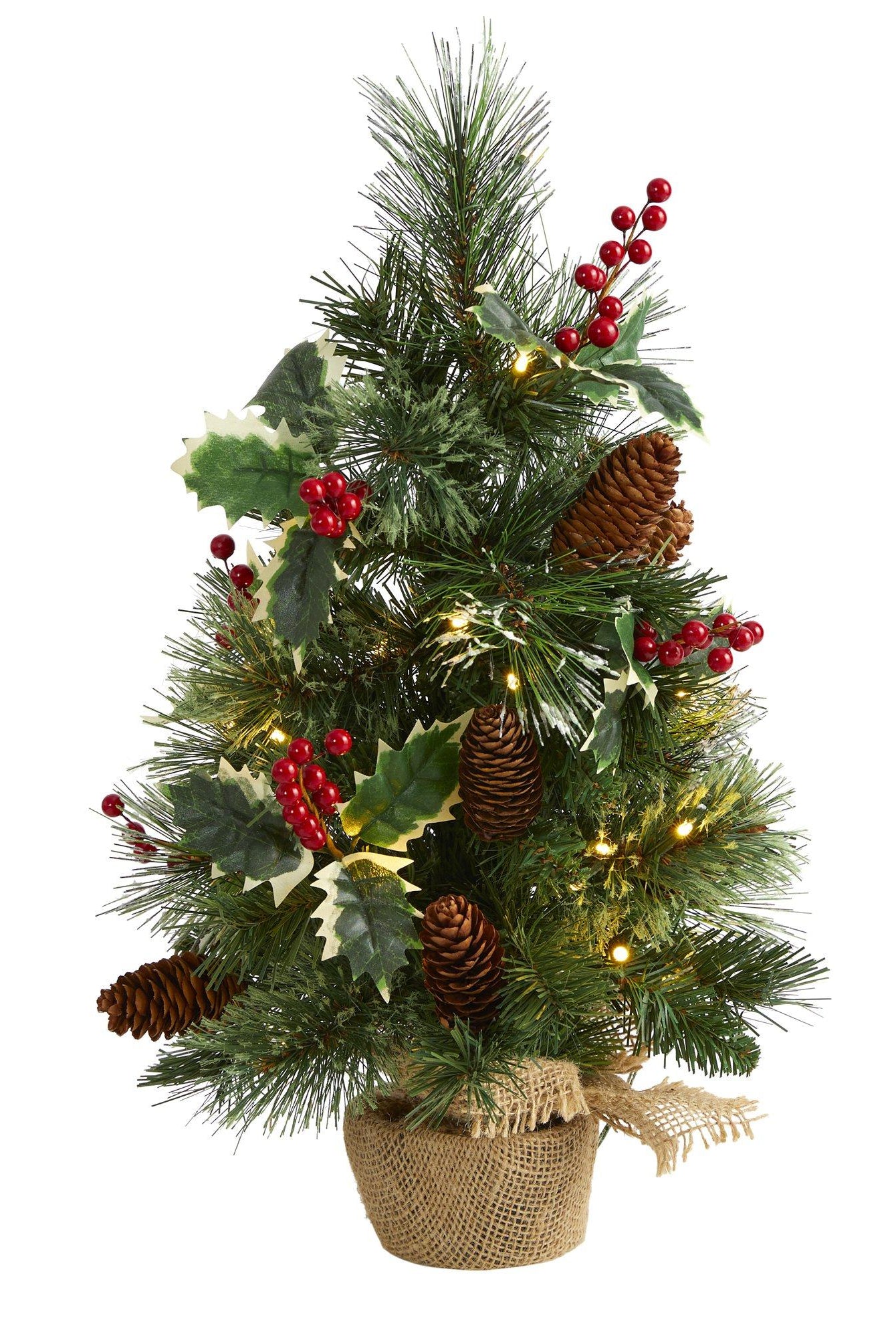 Shop For 18” Mixed Pine Holly Berries Artificial Christmas Tree