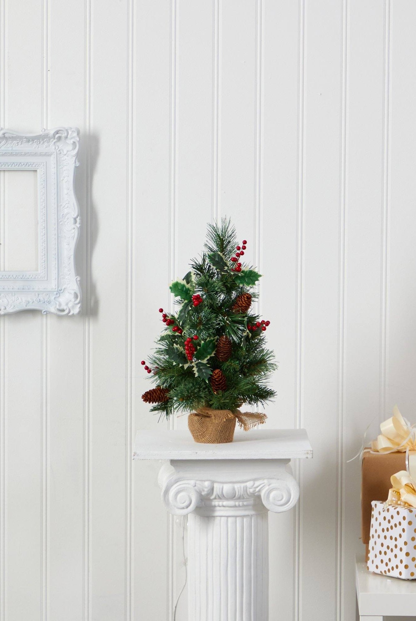 Shop For 18” Mixed Pine Holly Berries Artificial Christmas Tree