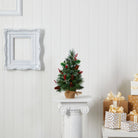 Shop For 18” Mixed Pine Holly Berries Artificial Christmas Tree