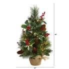 Shop For 18” Mixed Pine Holly Berries Artificial Christmas Tree