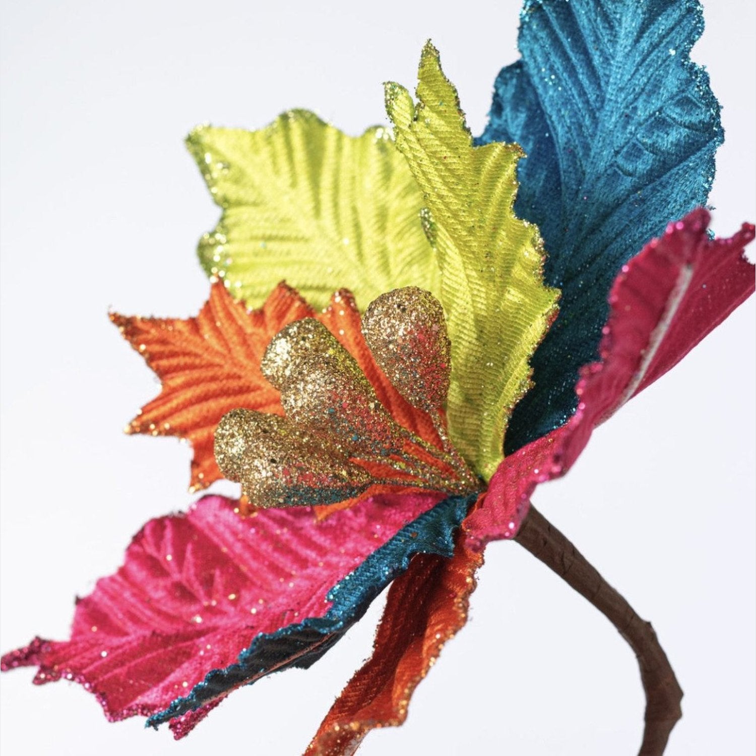 Shop For 18" Pressed Velvet Poinsettia Stem: Fiesta