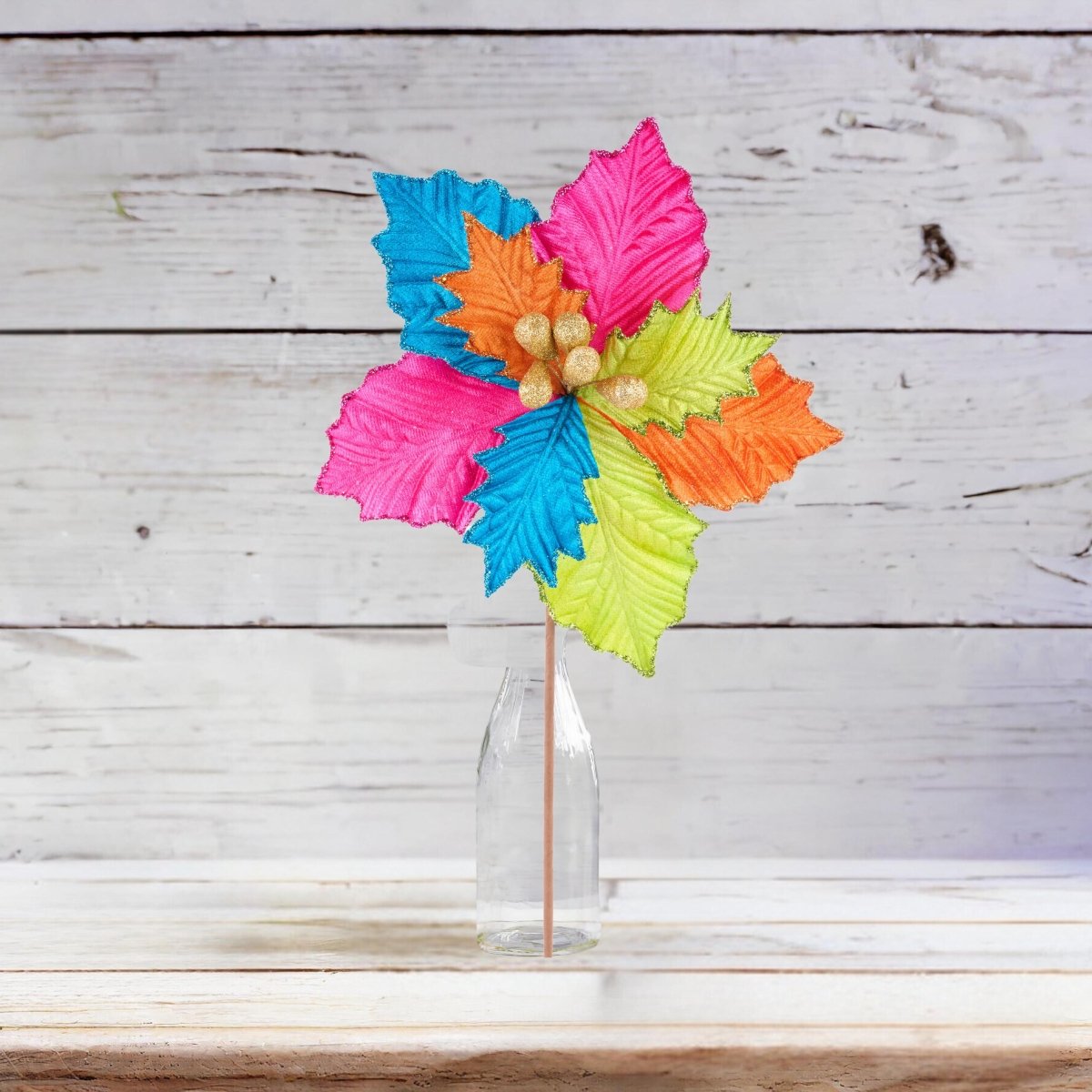 Shop For 18" Pressed Velvet Poinsettia Stem: Fiesta
