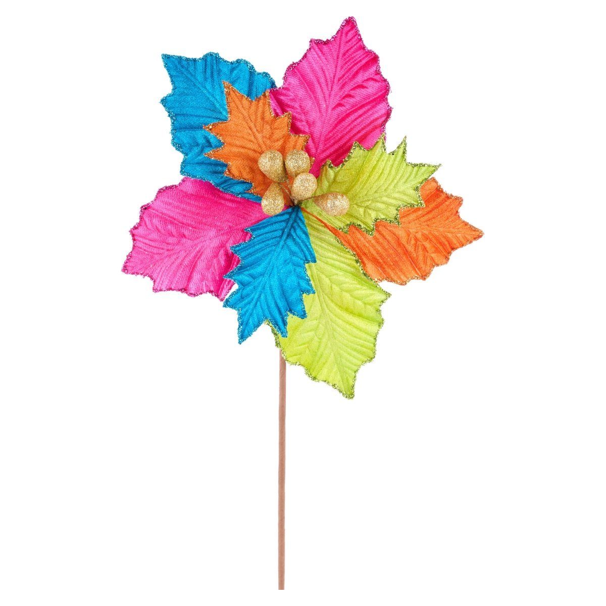 Shop For 18" Pressed Velvet Poinsettia Stem: Fiesta
