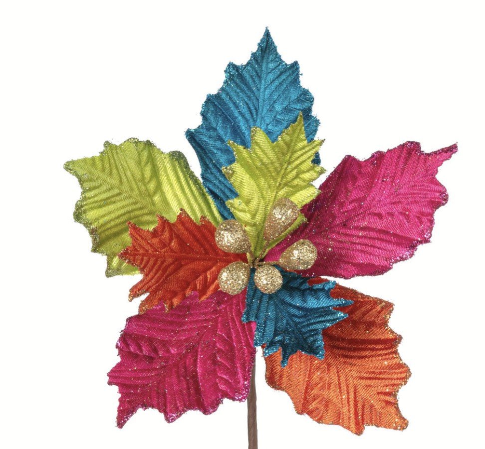 Shop For 18" Pressed Velvet Poinsettia Stem: Fiesta