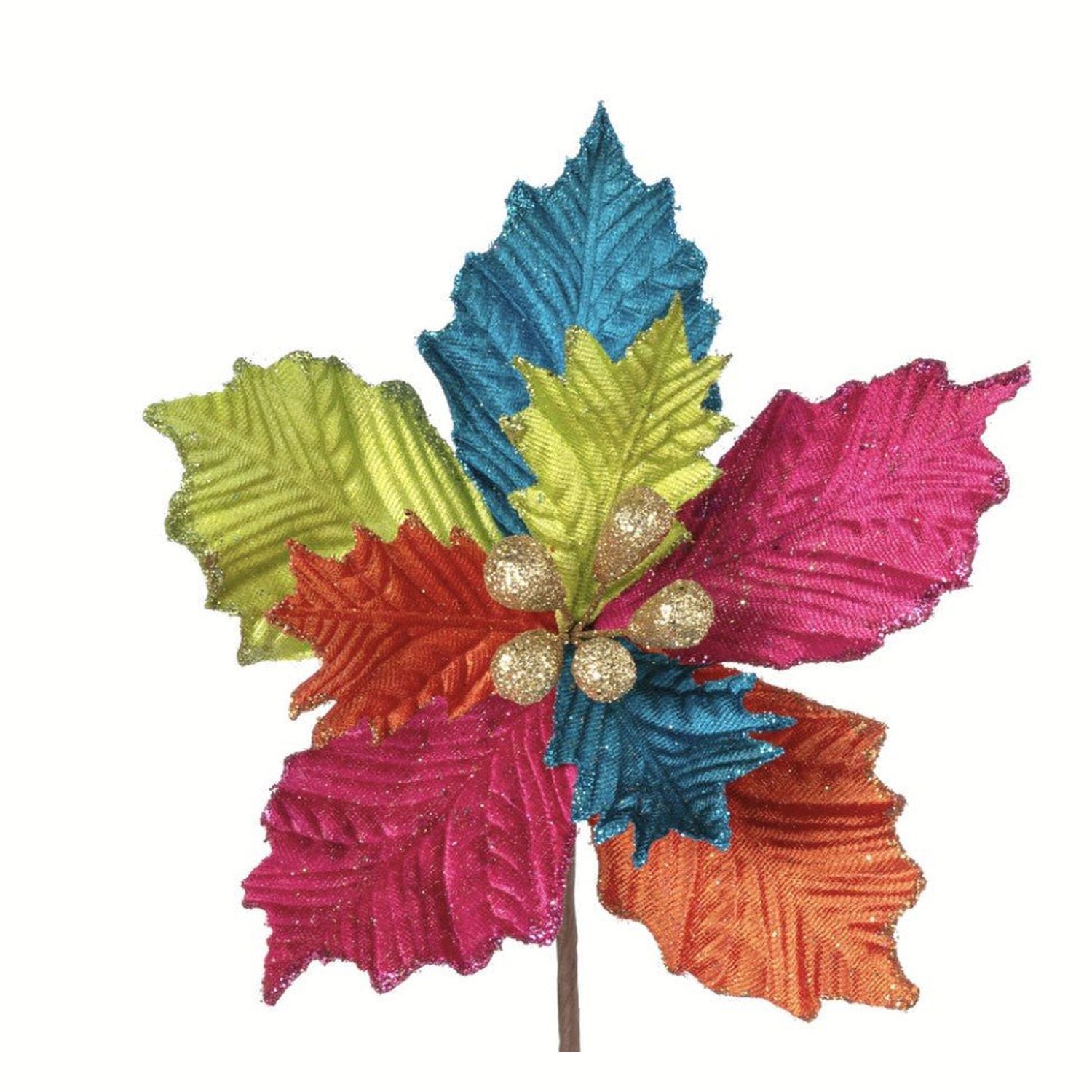 Shop For 18" Pressed Velvet Poinsettia Stem: Fiesta