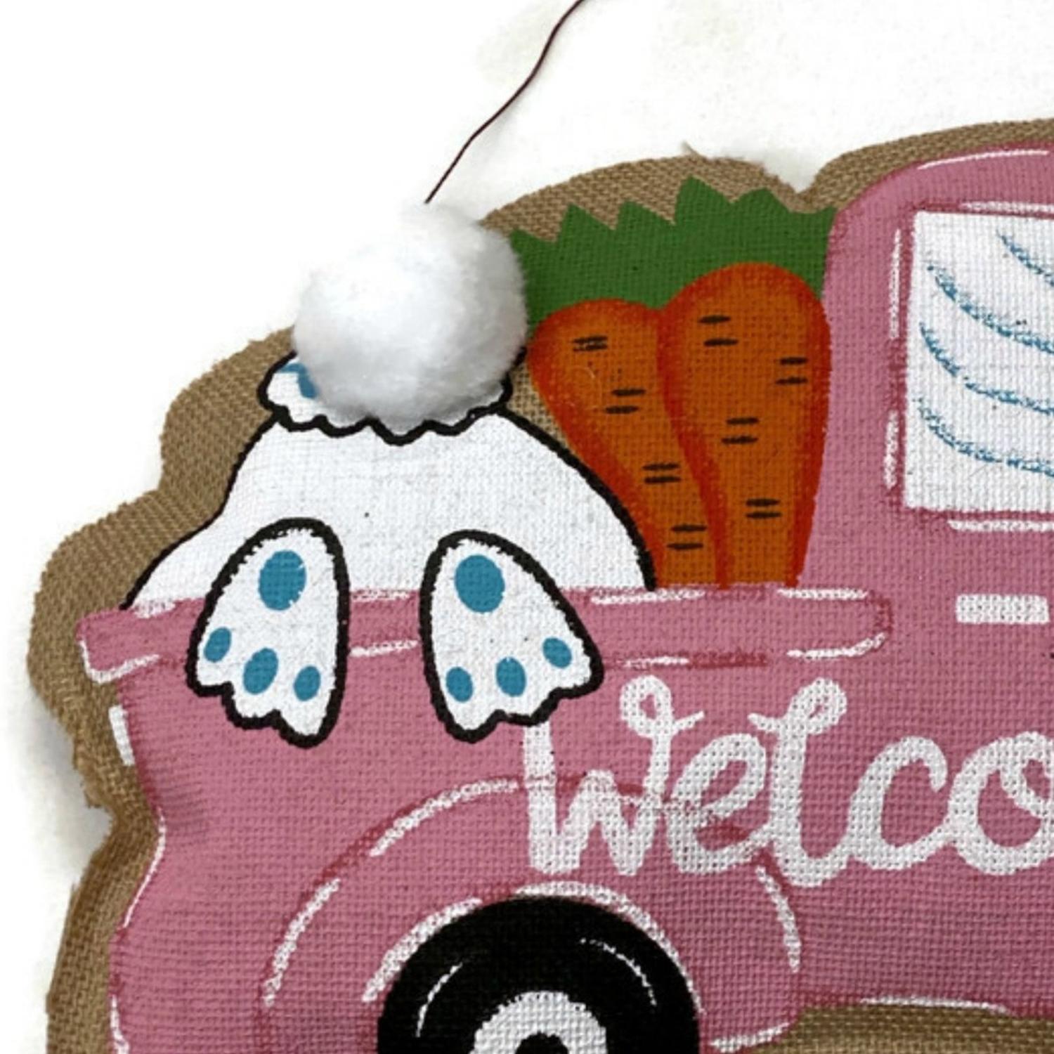 Shop For 18" Welcome Burlap Easter Door Hanger: Pink