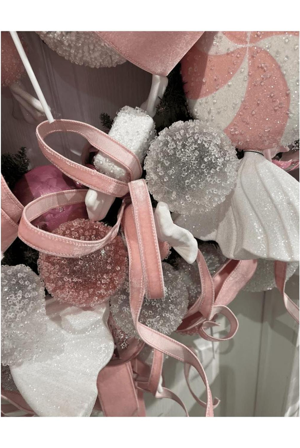 18" White Icy Sugar Candy Ornament
