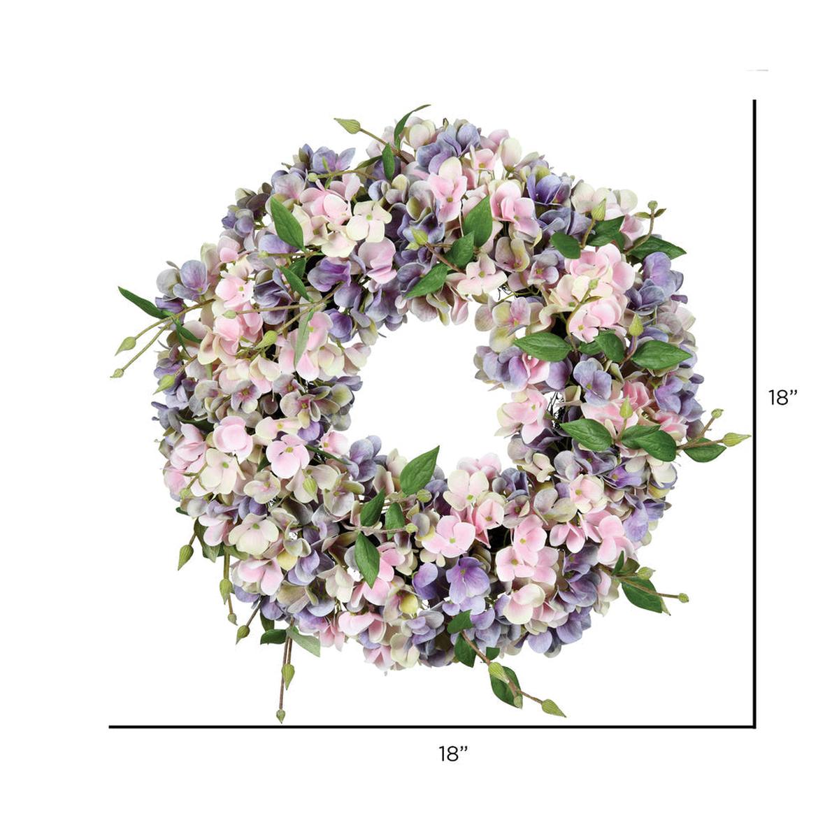 Shop For 18in Artificial Blue Pink Hydrangea Wreath