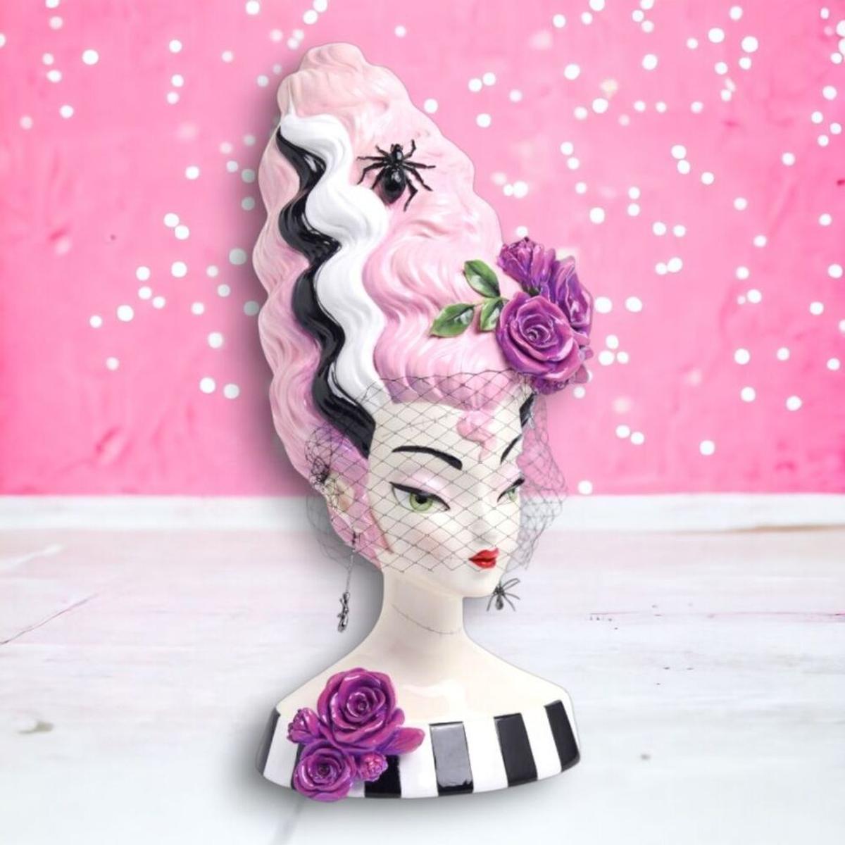 Shop For 18in Monster Bride Bust with Pink Hair