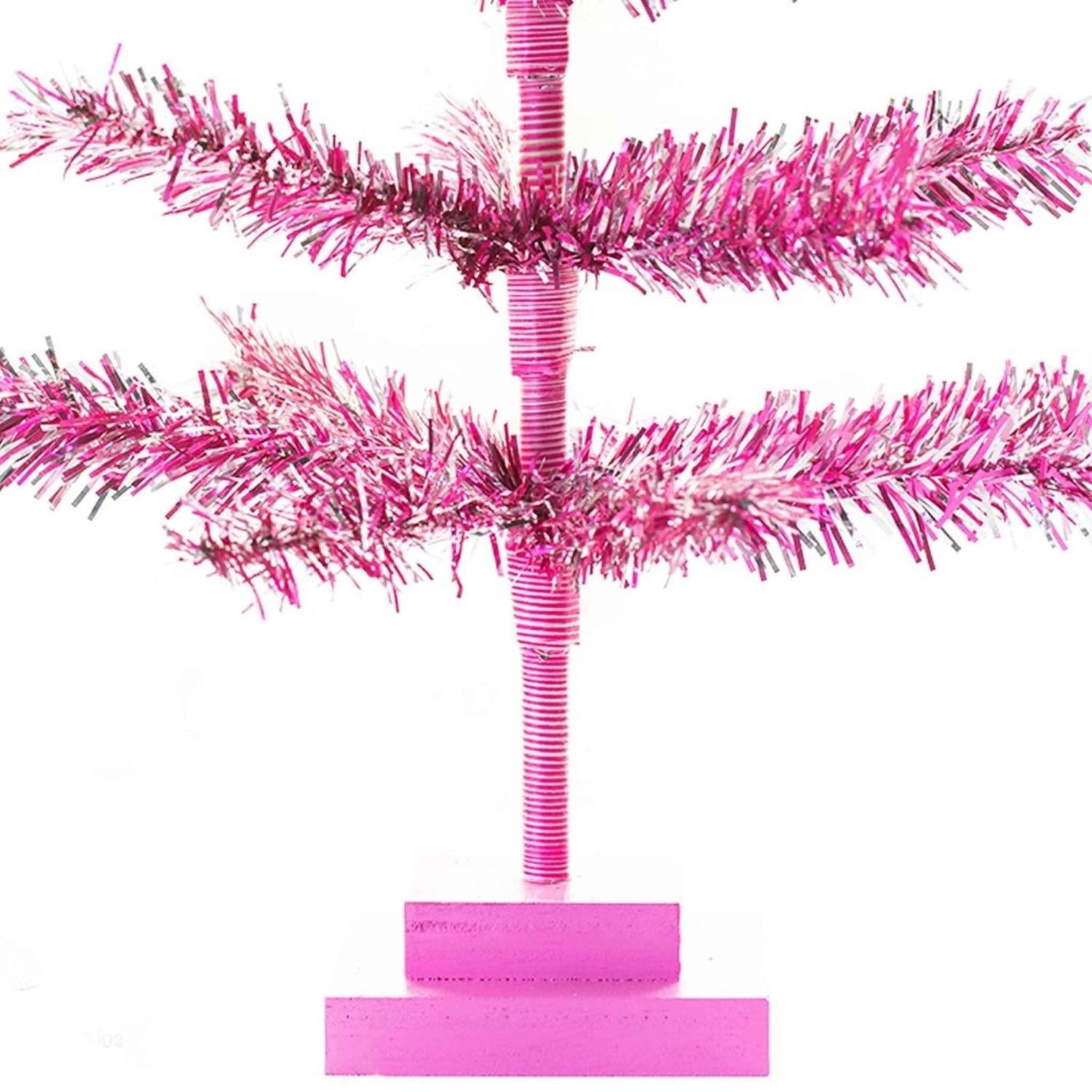 Shop For 18in Vintage Pink & Silver Tinsel Christmas Tree