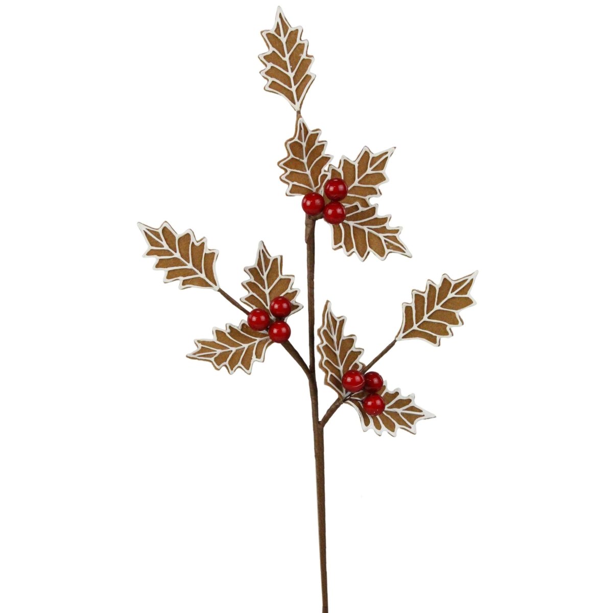 Shop For 19" Gingerbread Holly Leaf Spray