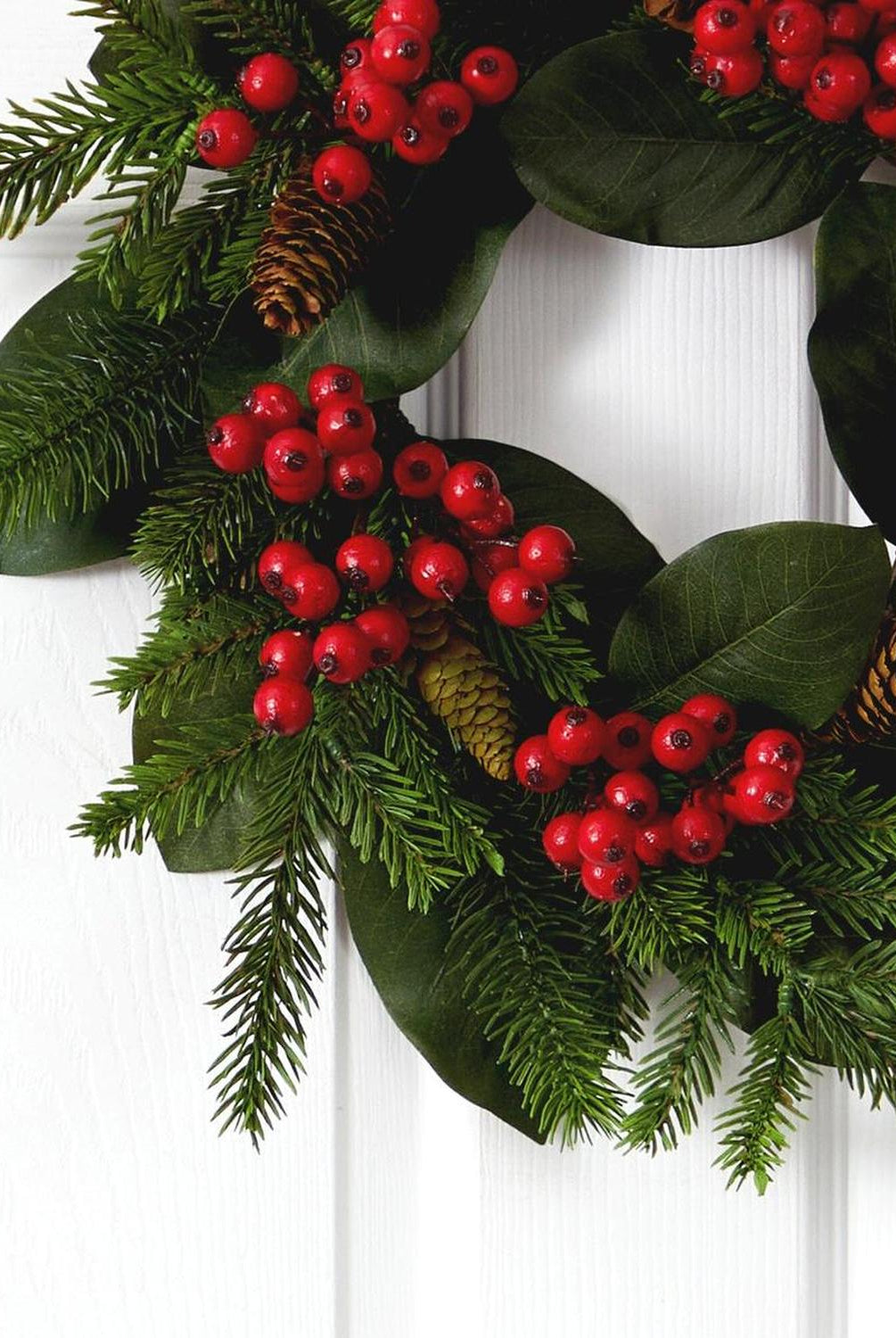 19” Magnolia Leaf, Berry and Pine Artificial Wreath