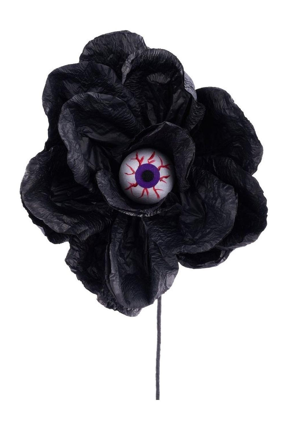 19" Paper Rose Eyeball Stem: Black
