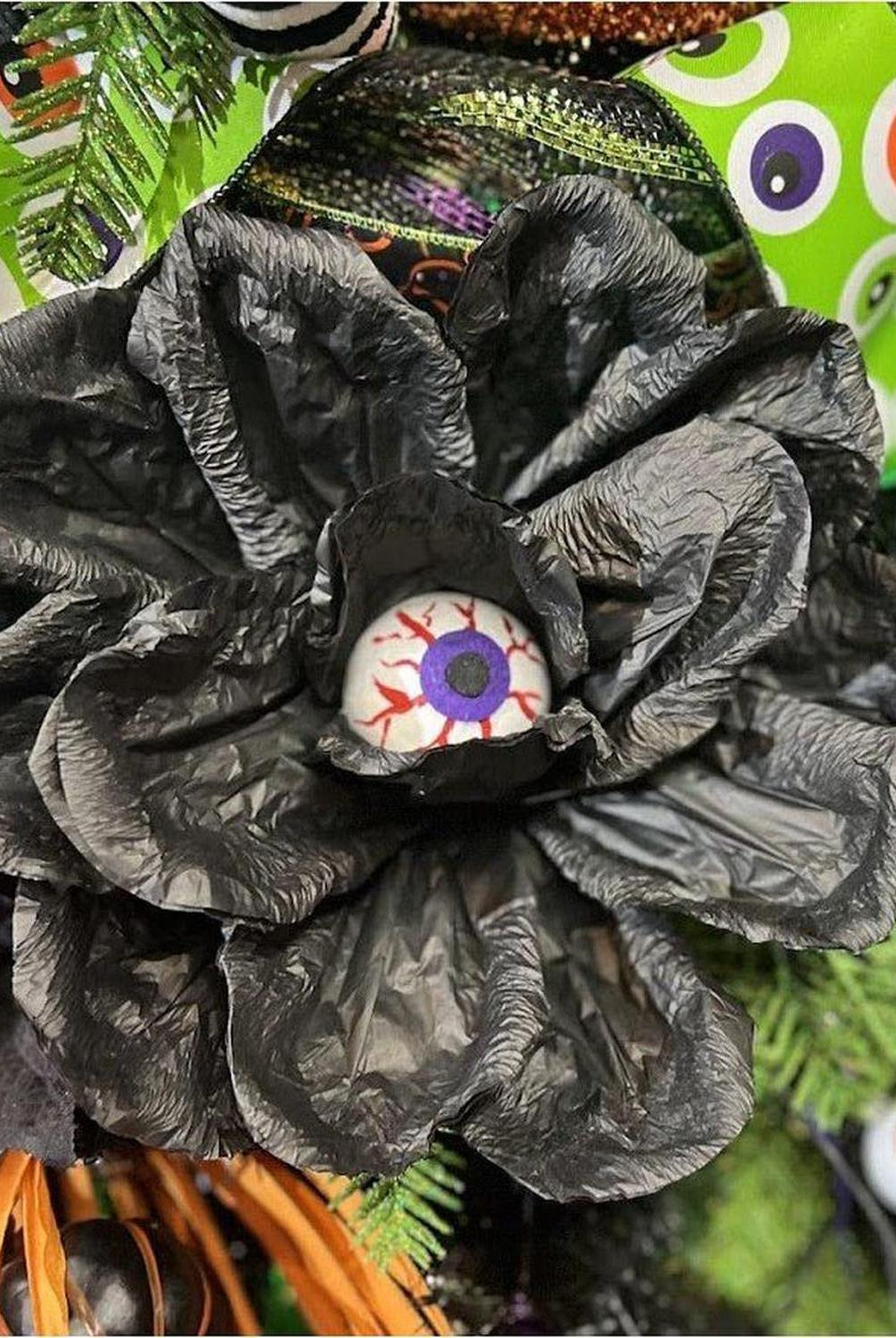 19" Paper Rose Eyeball Stem: Black