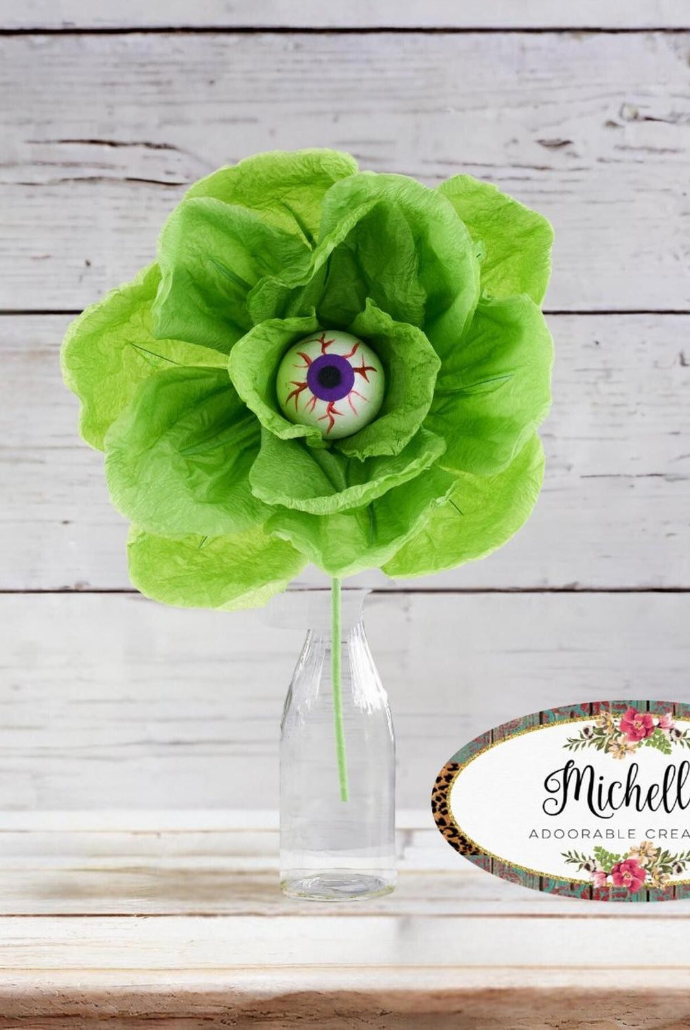 19" Paper Rose Eyeball Stem: Green