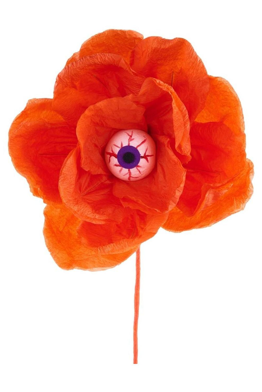 19" Paper Rose Eyeball Stem: Orange