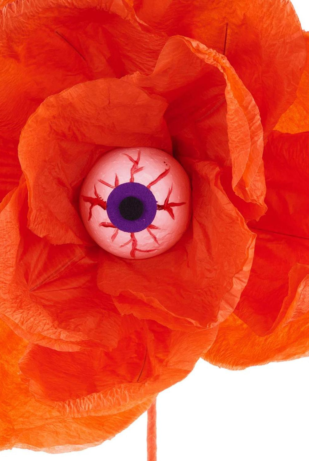 19" Paper Rose Eyeball Stem: Orange