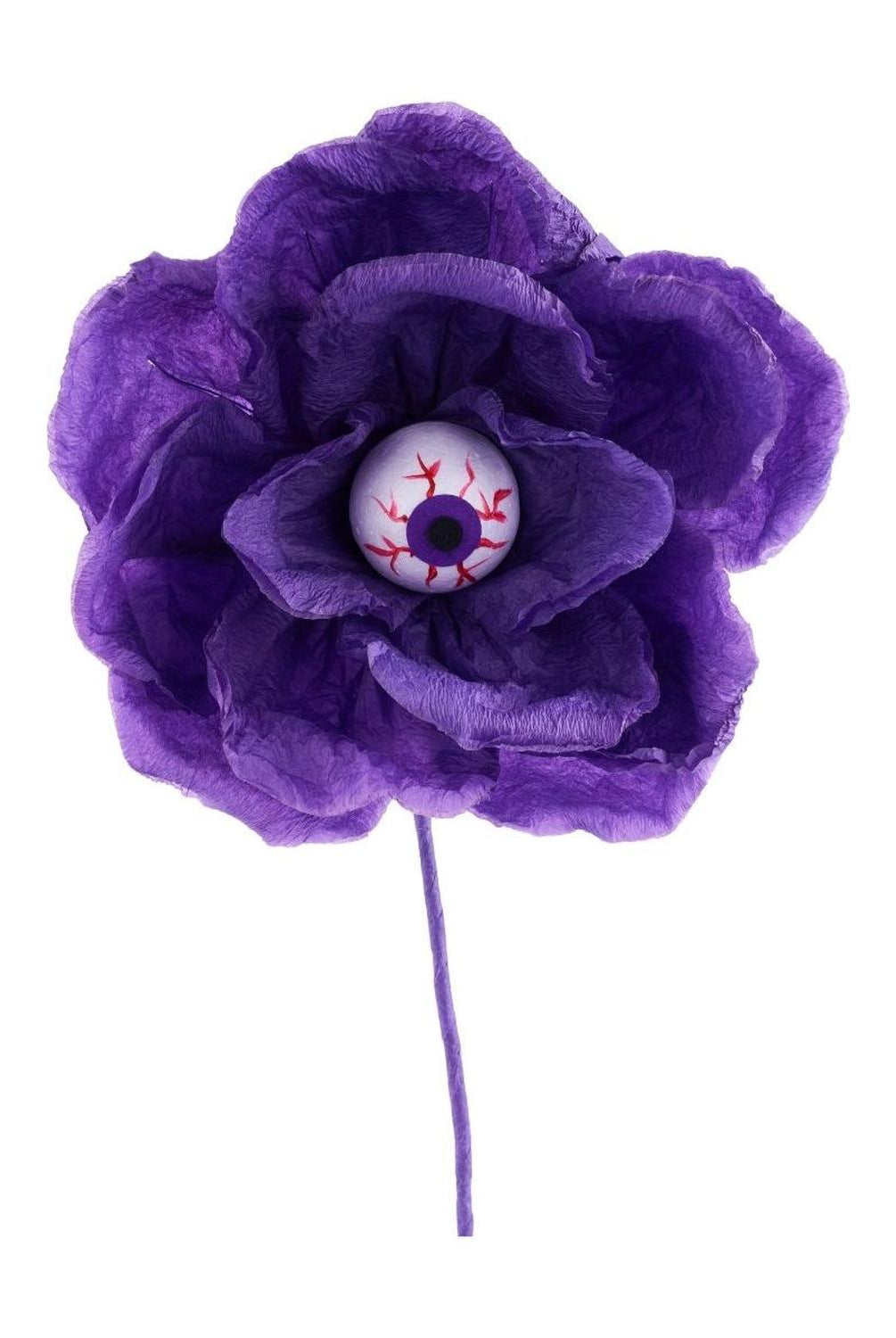 19" Paper Rose Eyeball Stem: Purple