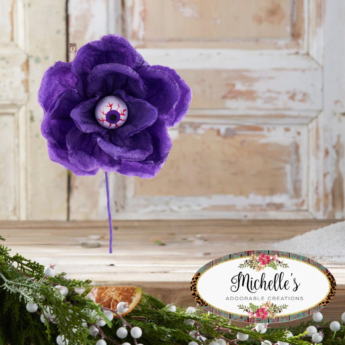 Shop For 19" Paper Rose Eyeball Stem: Purple
