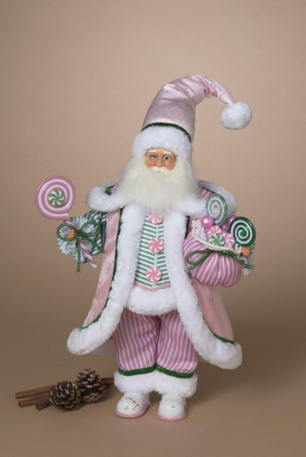 19" Pink Pastel Christmas Santa Figure