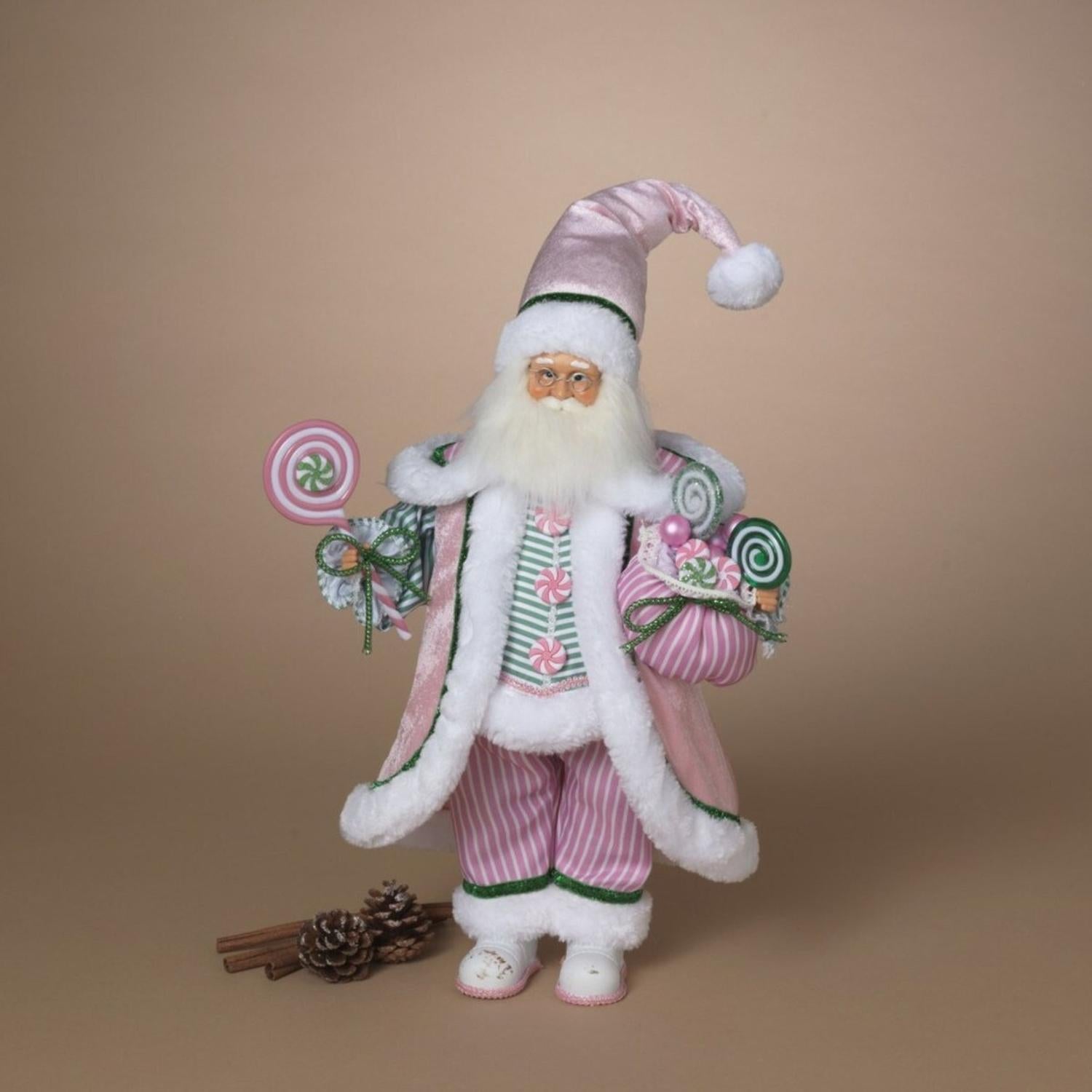 19" Pink Pastel Christmas Santa Figure
