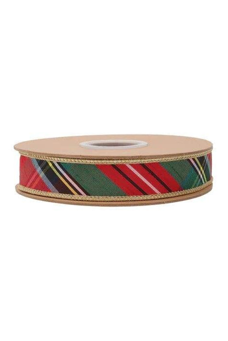 Shop For 1in Bold Christmas Plaid Gold Backing Ribbon (10 Yards)