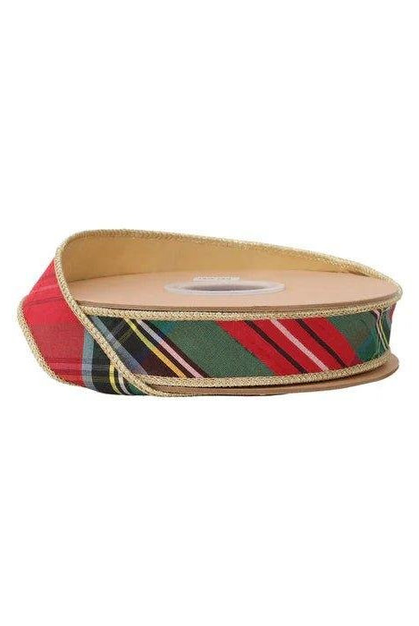 Shop For 1in Bold Christmas Plaid Gold Backing Ribbon (10 Yards)